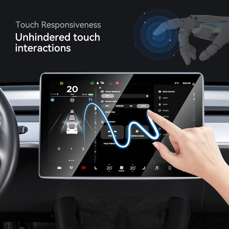 SUMK Screen Protector for Tesla Model Y /3 Accessories (No for 3 Highland & Y Juniper), [9H & Anti-scratch & Fingerprint] 15 inch Front Protector for Model Y (2020~2024) Model 3 (2017~2023) - Glossy - Image 5